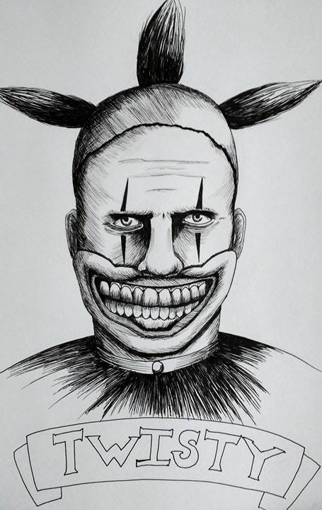 455x720 Twisty The Clown Drawing - Twisty The Clown Drawing