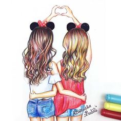 40+ Best Collections Bff Two Best Friends Drawing Heart