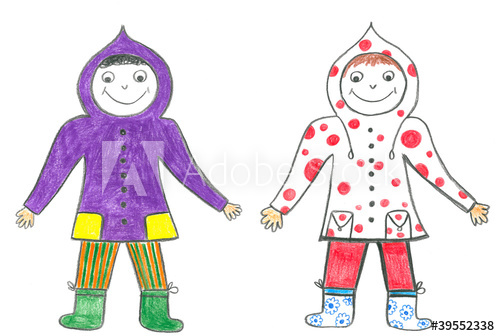 500x336 child's drawing of two best friends in hoods - Two Best Friends Drawing