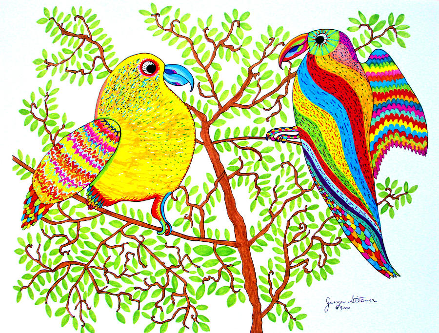 900x683 Two Birds Drawing - Two Birds Drawing