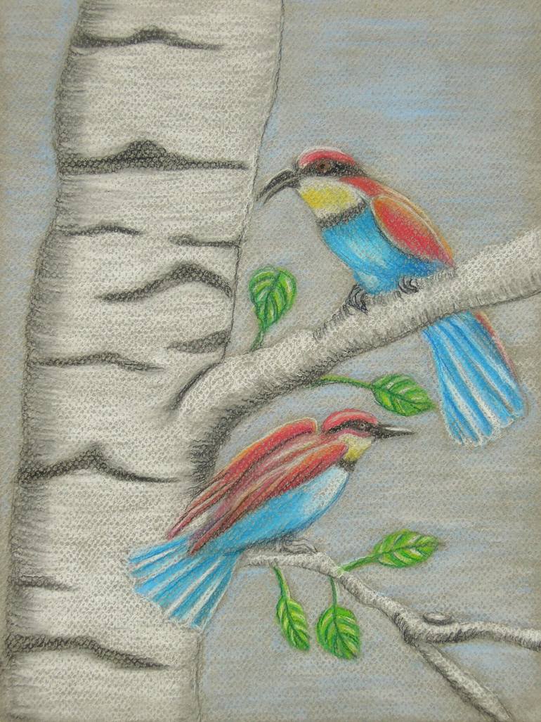 770x1027 Two Birds Drawing - Two Birds Drawing