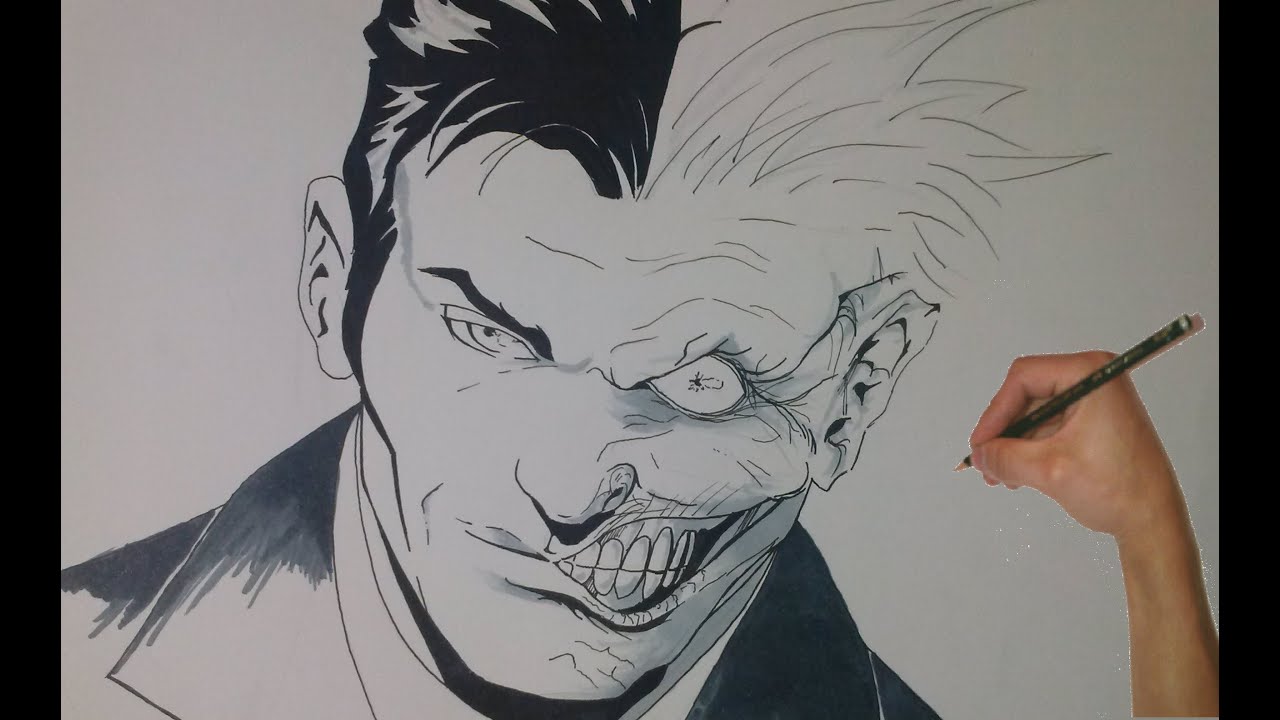 1280x720 Speed Drawing Two Face Dc Comic - Two Face Drawing