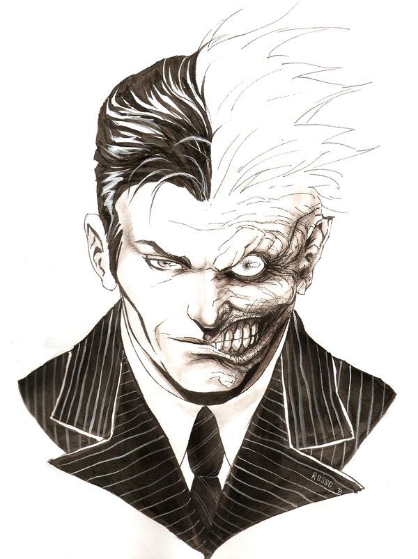 600x803 Two Face Drawing Tattoo Ideas Two Face Batman, Batman, Two Faces - Two Face Drawing