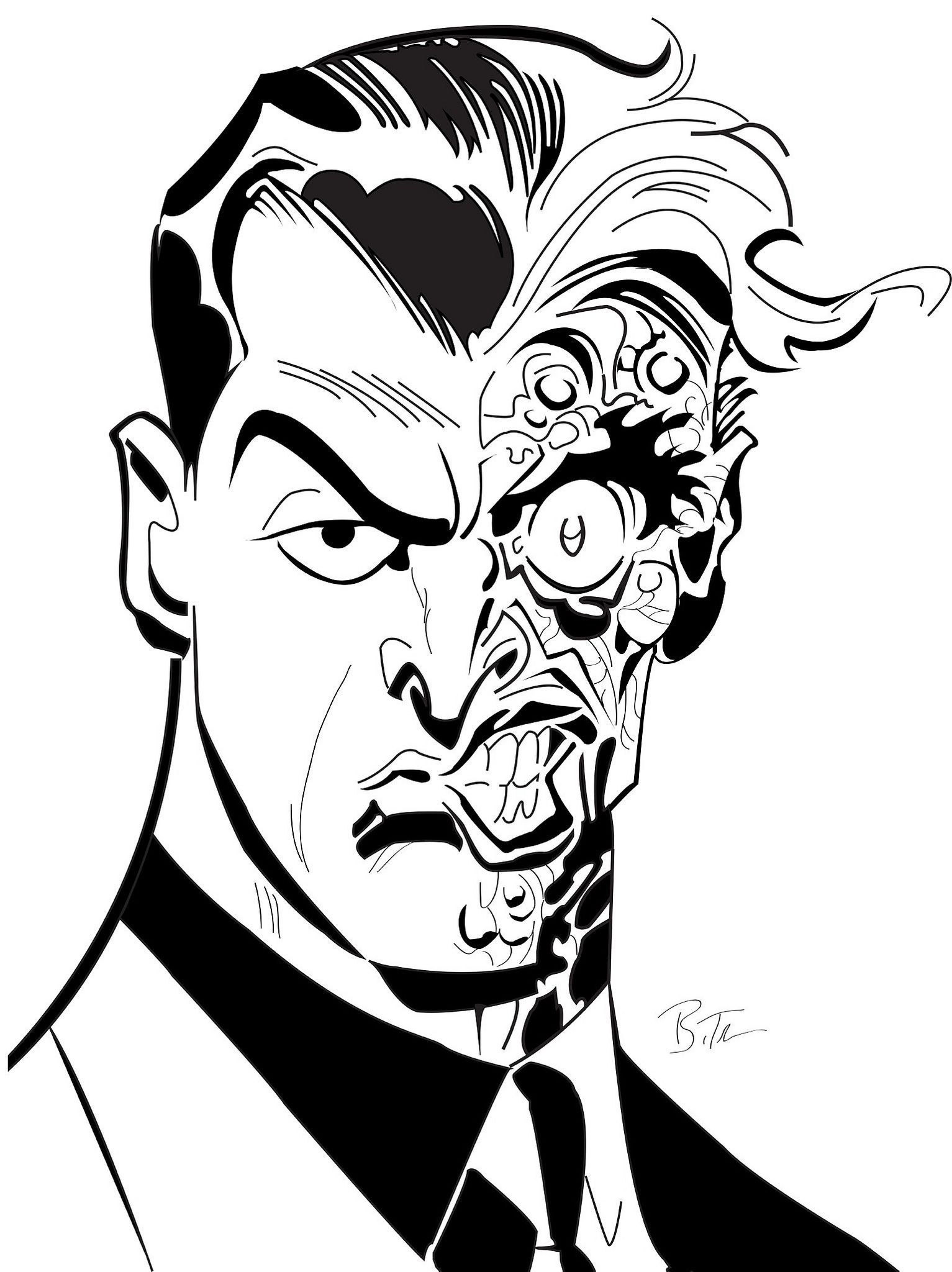 1533x2048 Two Face Vector In Arkham Asylum Art Sketches, Drawings, Art - Two Face Drawing