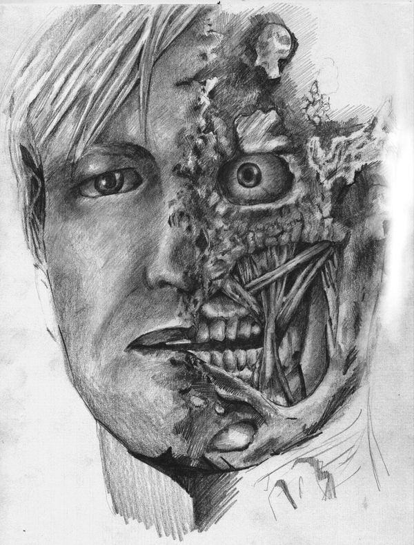 600x789 Harvey Dent Two Face Drawing - Two Face Drawing