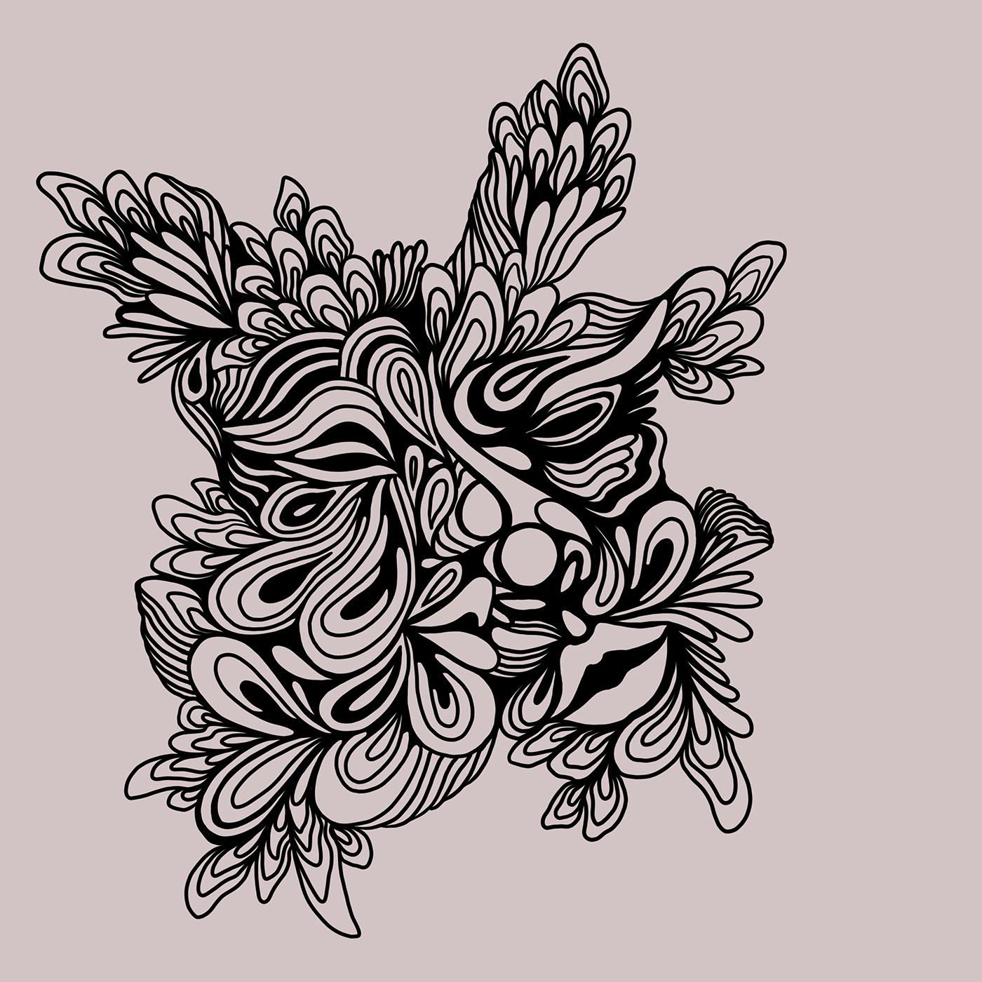 1400x1400 Close - Two Faces In One Drawing