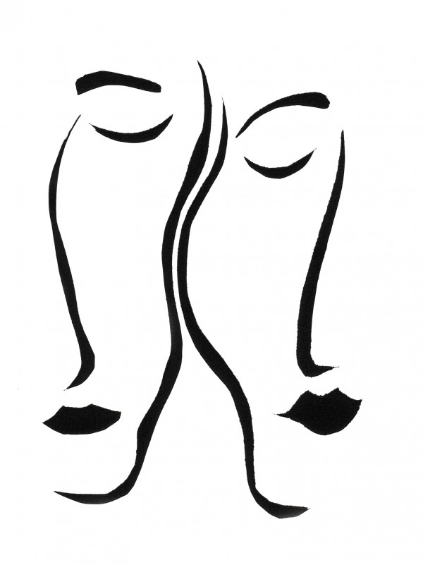 600x801 Drawing Guide - Two Faces In One Drawing