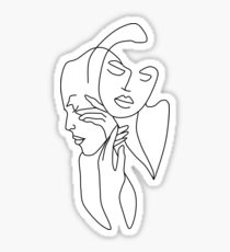 210x230 Faces Drawing Stickers Redbubble - Two Faces In One Drawing