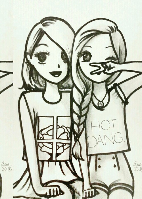 500x699 If You're Seeeing Two Girls Hugging They're Not Lesby,they Are - Two Girls Drawing