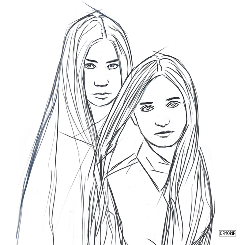800x800 Two Girls Drawing - Two Girls Drawing