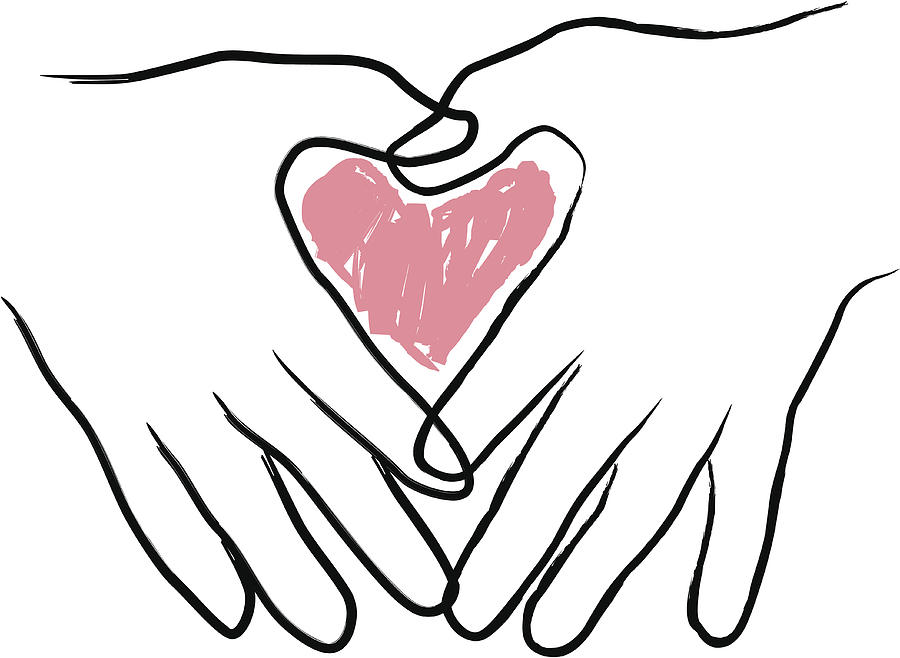 900x658 Heart In Two Hands - Two Hands Drawing
