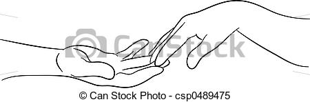 450x148 touching hands simple line drawing of two hands reaching out - Two Hands Drawing