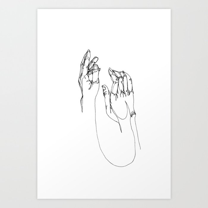 700x700 Two Hands Art Print - Two Hands Drawing