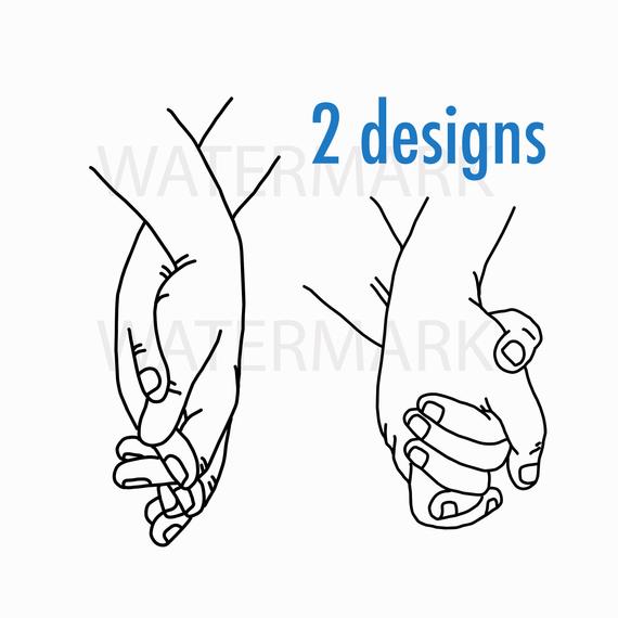 570x570 Two Hands Holding Together Male And Female Person In Love Etsy - Two Hands Drawing