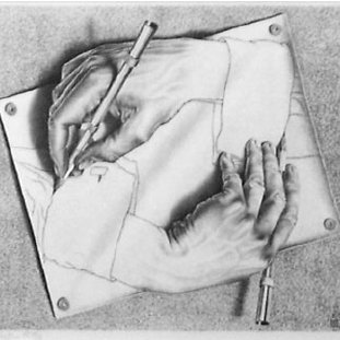 311x311 Photograph Of Drawing Hands - Two Hands Drawing Each Other
