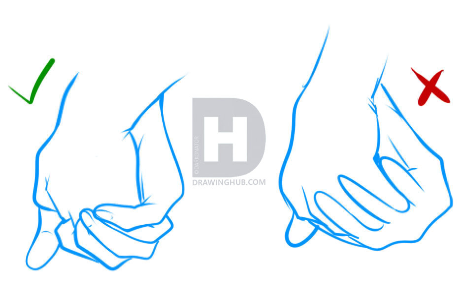938x596 How To Draw Holding Hands, Step - Two Hands Holding Drawing