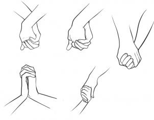 302x235 How To Draw Holding Hands, Step - Two Hands Holding Drawing