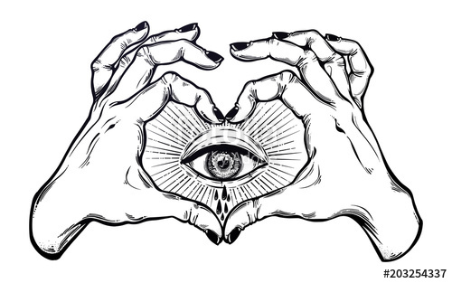 500x313 Two Hands Making Heart Sign With Eye Crying Tears Stock Image - Two Hands Making A Heart Drawing