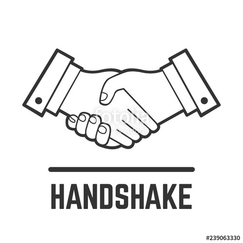 500x500 Vector Handshake Or Partnership And Friendship Flat Isolated - Two Hands Shaking Drawing