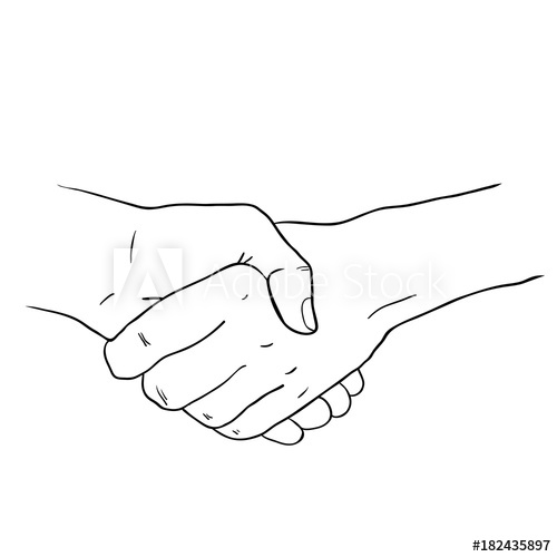 500x500 Two Hands Shake Each Other Illustration - Two Hands Shaking Drawing