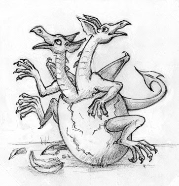 363x377 marion eldridge studio after hours drawing - Two Headed Dragon Drawing