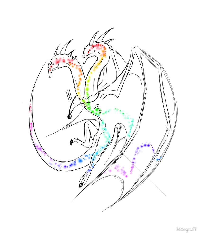 853x1000 Rainbow Two Headed Dragon - Two Headed Dragon Drawing