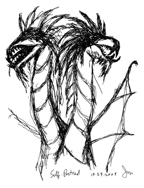 500x651 Self Portrait As A Two Headed Dragon - Two Headed Dragon Drawing