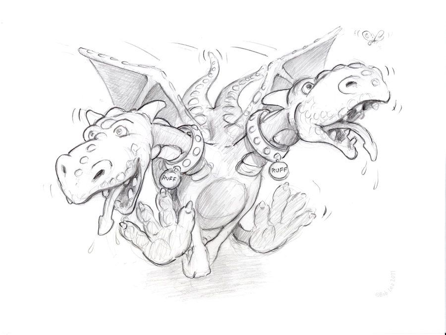 900x675 Two Headed Dragon Drawing Two Headed Dog Dragon - Two Headed Dragon Drawing