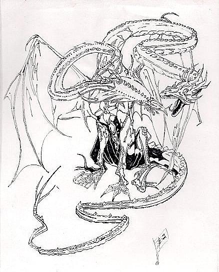 438x542 Two Headed Dragon Drawing - Two Headed Dragon Drawing