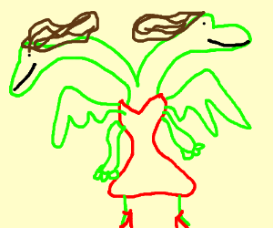 300x250 Two Headed Dragon Lady Drawing - Two Headed Dragon Drawing