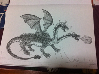 320x239 Also I Can Draw In Pen And I Draw Two Headed Dragon - Two Headed Dragon Drawing