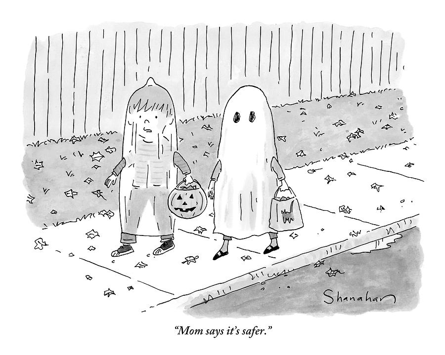 900x719 two kids go trick or treating drawing - Two Kids Drawing