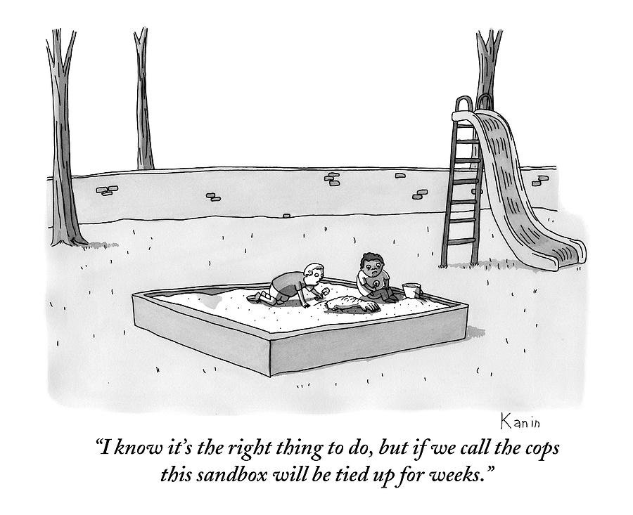 900x733 two kids playing in a sandbox find an arm drawing - Two Kids Drawing