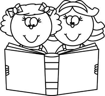 350x318 Two Kids With A Book Clip Art - Two Kids Drawing