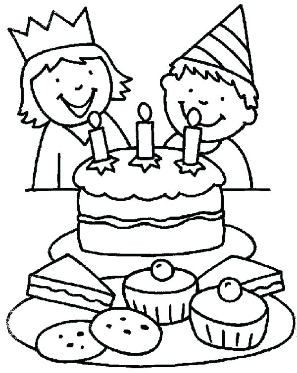 600x755 birthday party coloring pages printable birthday party coloring - Two Kids Drawing
