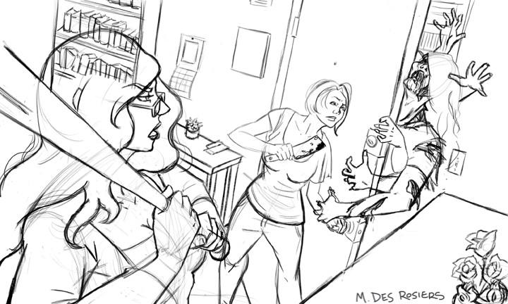 720x432 love for ink zombie fight in progress - Two People Fighting Drawing