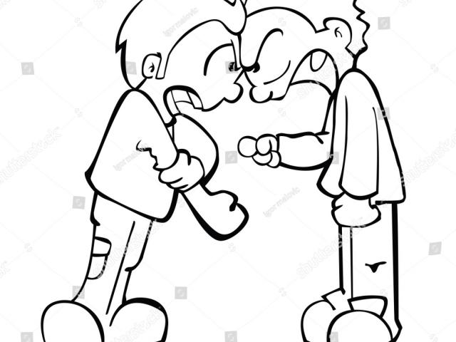 640x480 two people fighting - Two People Fighting Drawing
