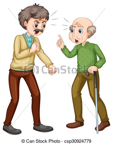 368x470 two old men fighting illustration - Two People Fighting Drawing