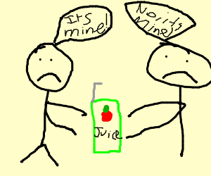 300x250 Two People Fight Over Apple Juice Drawing - Two People Fighting Drawing