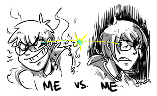 320x195 where i draw in two very different styles, i feel like im split - Two People Fighting Drawing