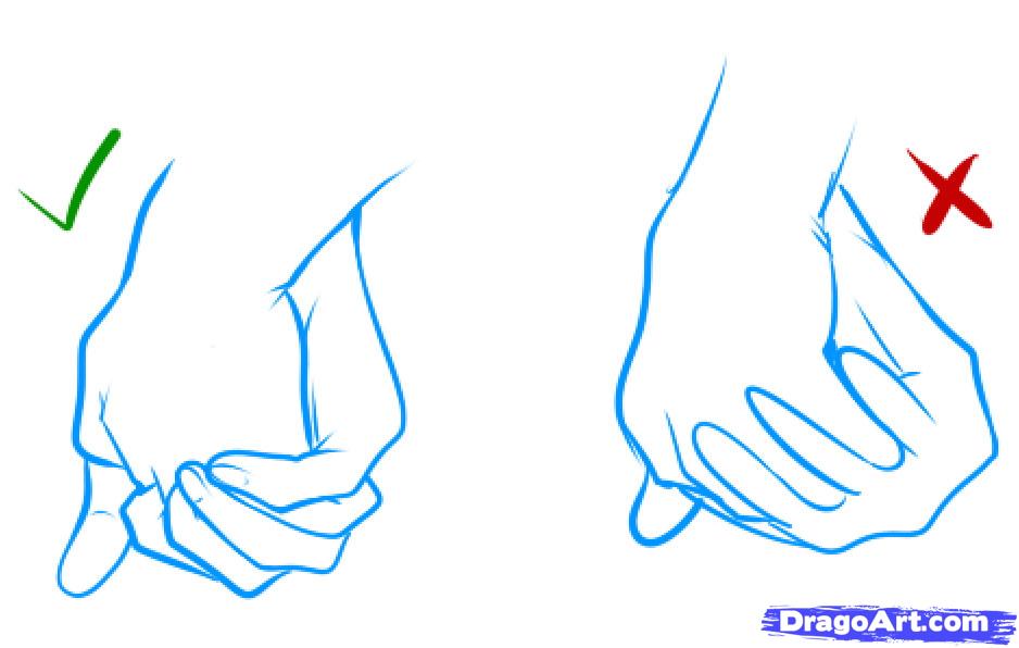 938x596 How To Draw Holding Hands, Step - Two People Holding Hands Drawing
