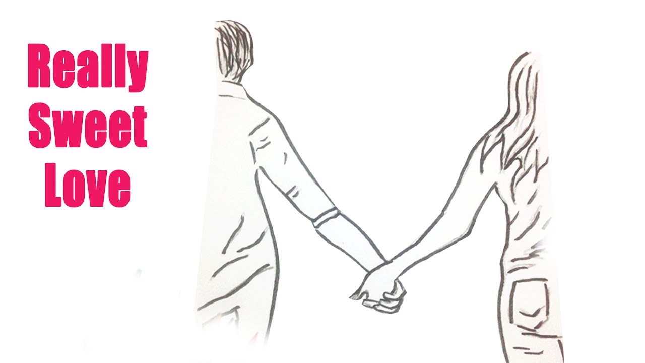 1280x720 Real Boy And Girl Holding Hand In Pencil Drawing Step - Two People Holding Hands Drawing