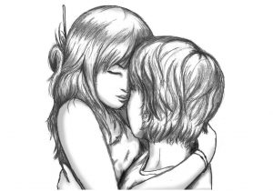 300x210 easy sketches of people kissing how to draw romantic kisses - Two People Kissing Drawing