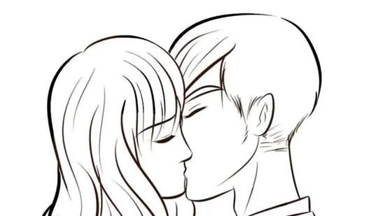 550x309 how to draw people kissing - Two People Kissing Drawing