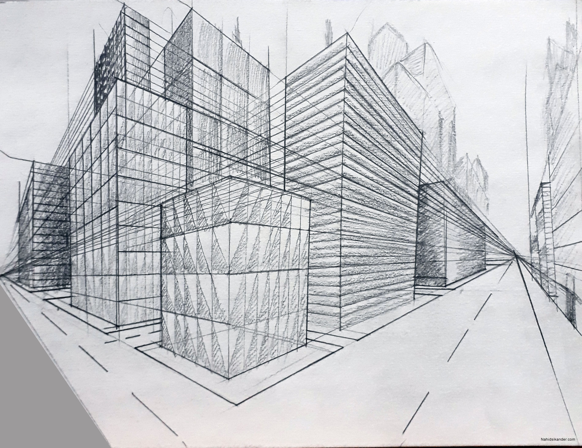 1900x1463 how to draw two points perspective nahid sikander - Two Point Perspective Building Drawing