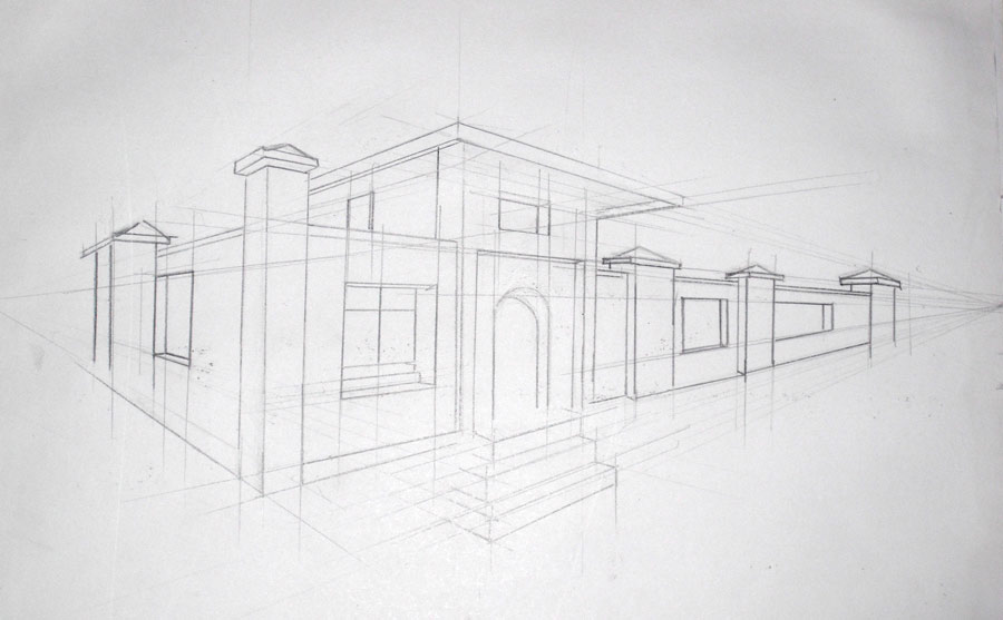 900x557 Draw A City Block In Point Perspective Art Lesson - Two Point Perspective Building Drawing