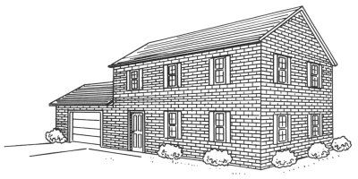 400x200 How To Draw A Two Story Brick House In Steps Drawing - Two Story House Drawing