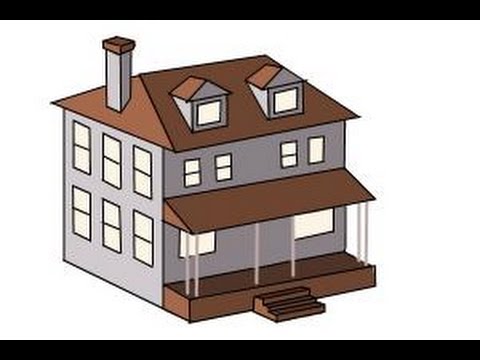 480x360 How To Draw A House, Two Story House - Two Story House Drawing