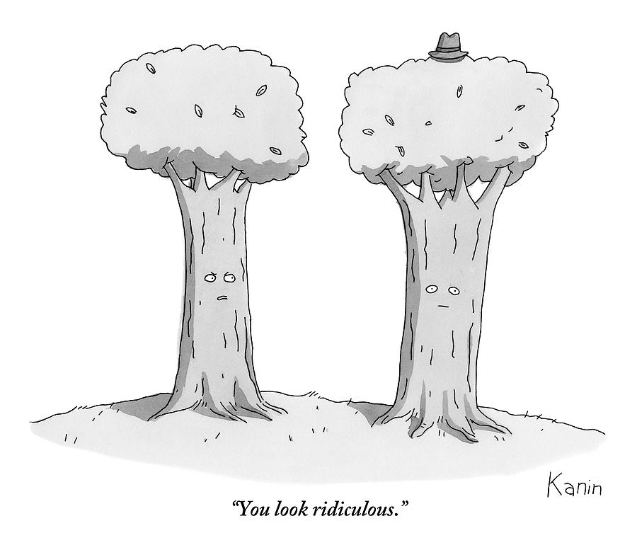 900x777 two trees with faces are seen next to each other drawing - Two Trees Drawing