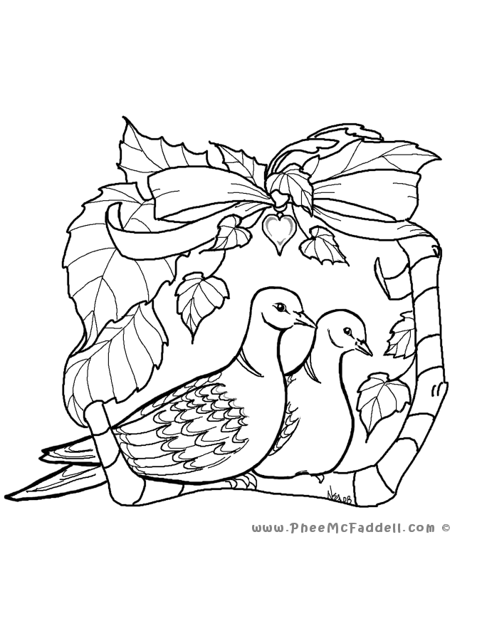 670x900 Two Turtle Doves Needlework Coloring - Two Turtle Doves Drawing